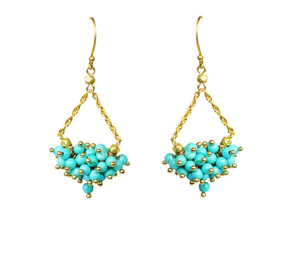 Turquoise Cluster Chandelier Earrings - One Color / One Size - Jewelry & Accessories - Earrings