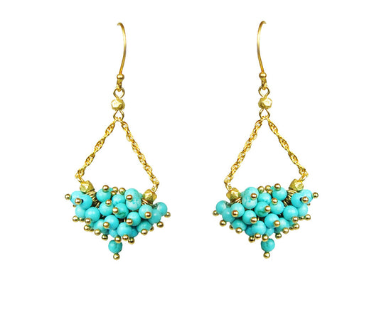 Turquoise Cluster Chandelier Earrings - One Color / One Size - Jewelry & Accessories - Earrings
