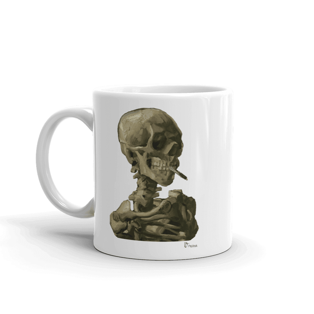 Van Gogh Skull of a Skeleton With Burning Cigarette 1886 Mug - 11oz (325mL) - Home & Garden - Kitchen Dining & Bar