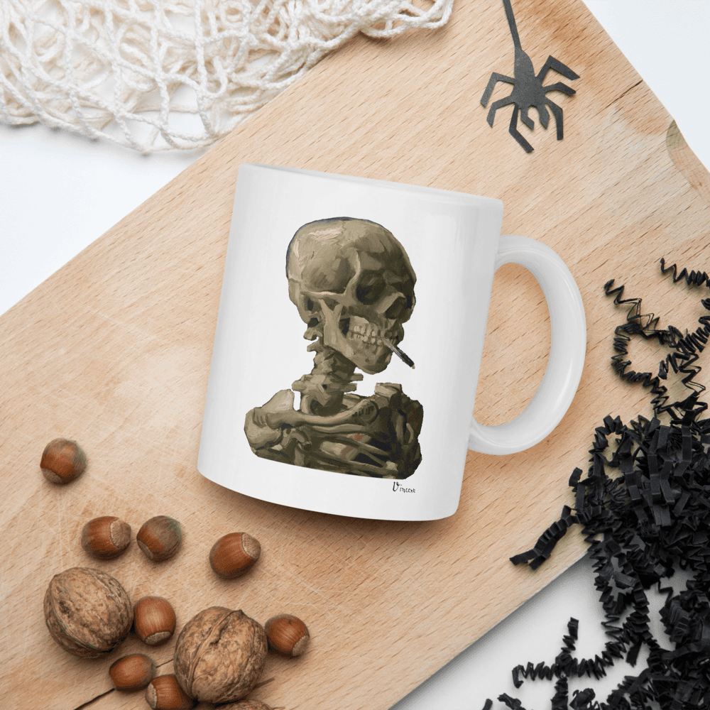 Van Gogh Skull of a Skeleton With Burning Cigarette 1886 Mug - Home & Garden - Kitchen Dining & Bar - Drinkware