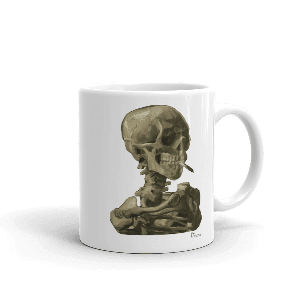 Van Gogh Skull of a Skeleton With Burning Cigarette 1886 Mug - Home & Garden - Kitchen Dining & Bar - Drinkware