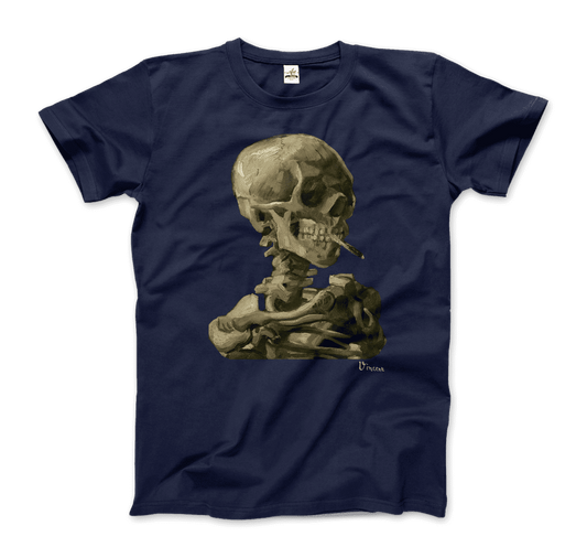 Van Gogh Skull of a Skeleton With Burning Cigarette 1886 T-Shirt - Men / Navy / Small - Men’s Fashion - Men’s Clothing
