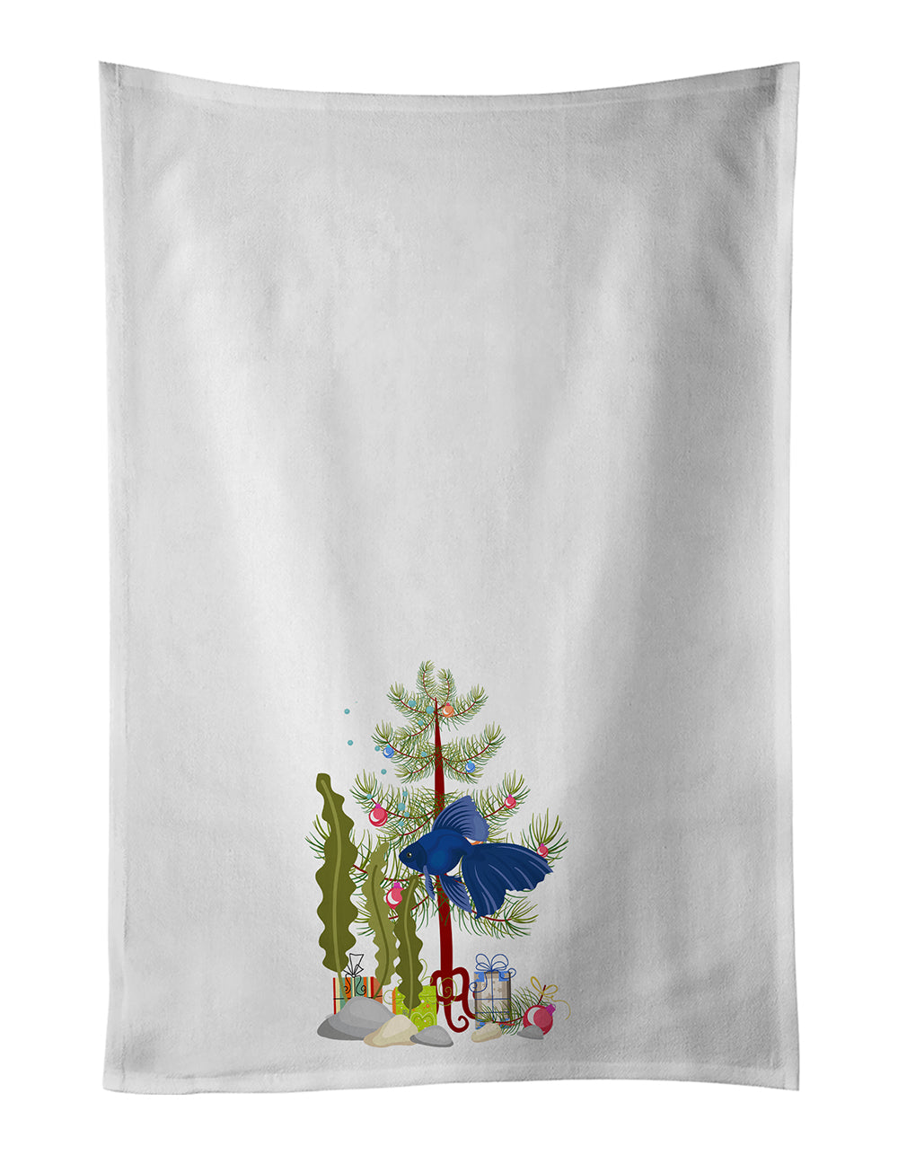 Veiltail Goldfish Merry Christmas Kitchen Towel Set of 2 - One Color / One Size - Home & Garden - Home Textile - Towels