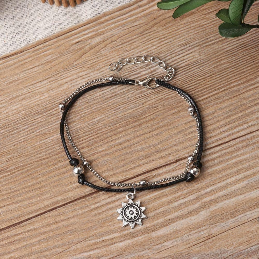 Vintage Boho Multi Layer Sun Anklet Ankle Bracelet - One Color / One Size - Jewelry & Accessories