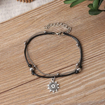 Vintage Boho Multi Layer Sun Anklet Ankle Bracelet - One Color / One Size - Jewelry & Accessories