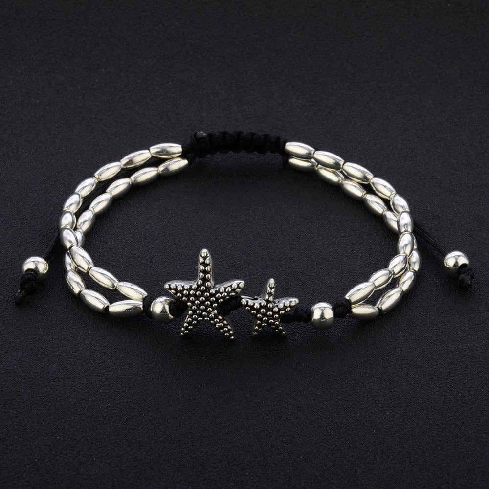 Vintage Double Beaded Starfish Anklet Ankle Bracelet - One Color / One Size - Jewelry & Accessories