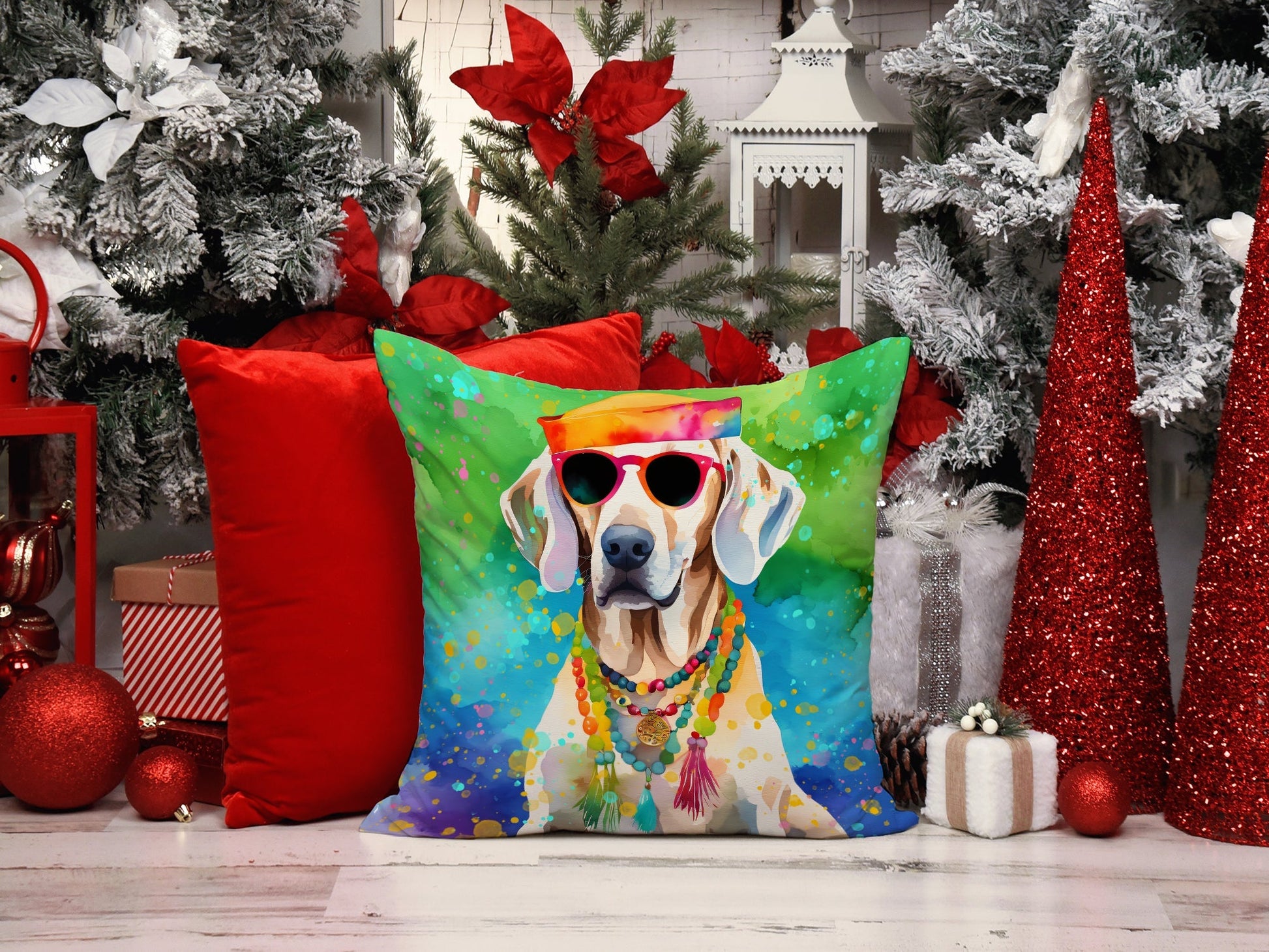Weimaraner Hippie Dawg Throw Pillow - One Color / One Size - Home & Garden - Home Textile - Pillows