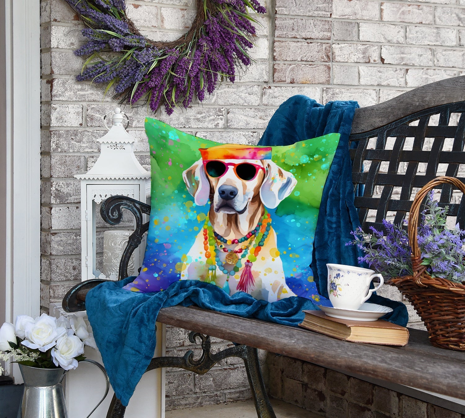 Weimaraner Hippie Dawg Throw Pillow - One Color / One Size - Home & Garden - Home Textile - Pillows