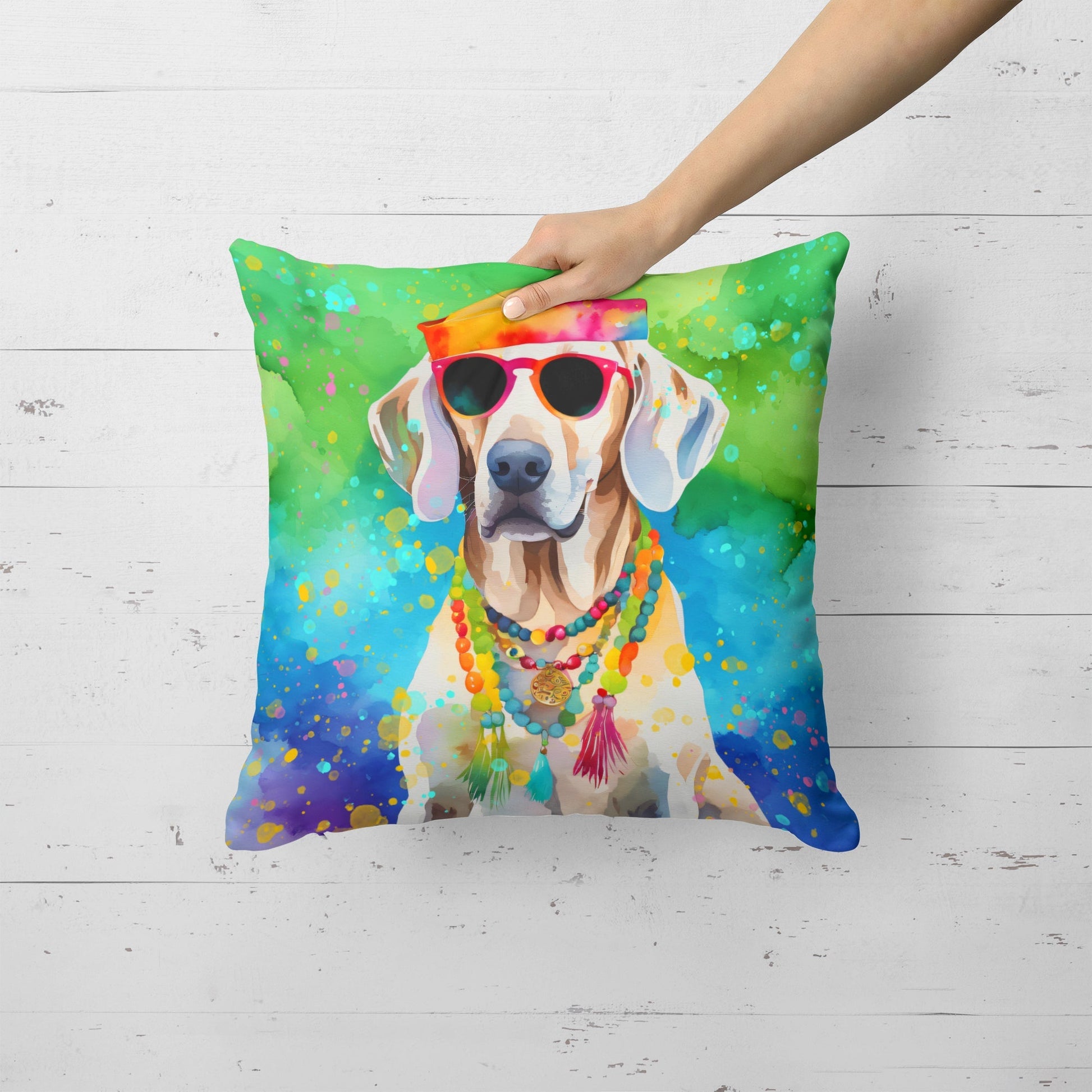 Weimaraner Hippie Dawg Throw Pillow - One Color / One Size - Home & Garden - Home Textile - Pillows