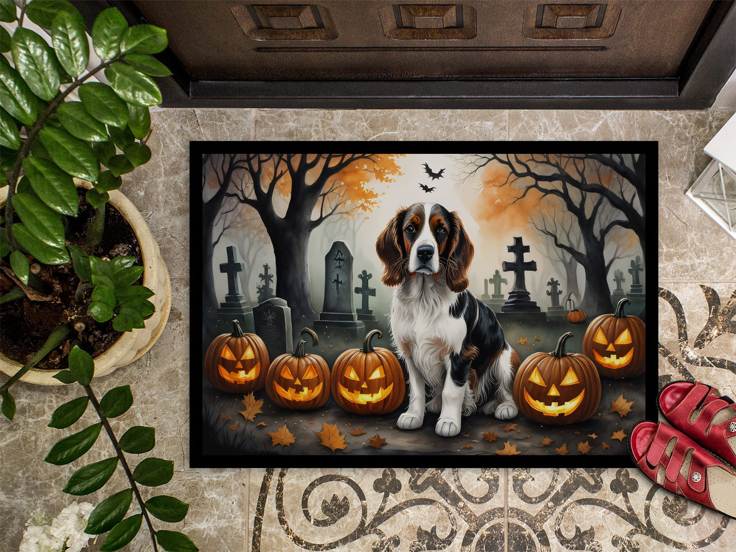 Welsh Springer Spaniel Spooky Halloween Doormat - One Color / One Size - Home & Garden - Home Textile - Carpets & Rugs