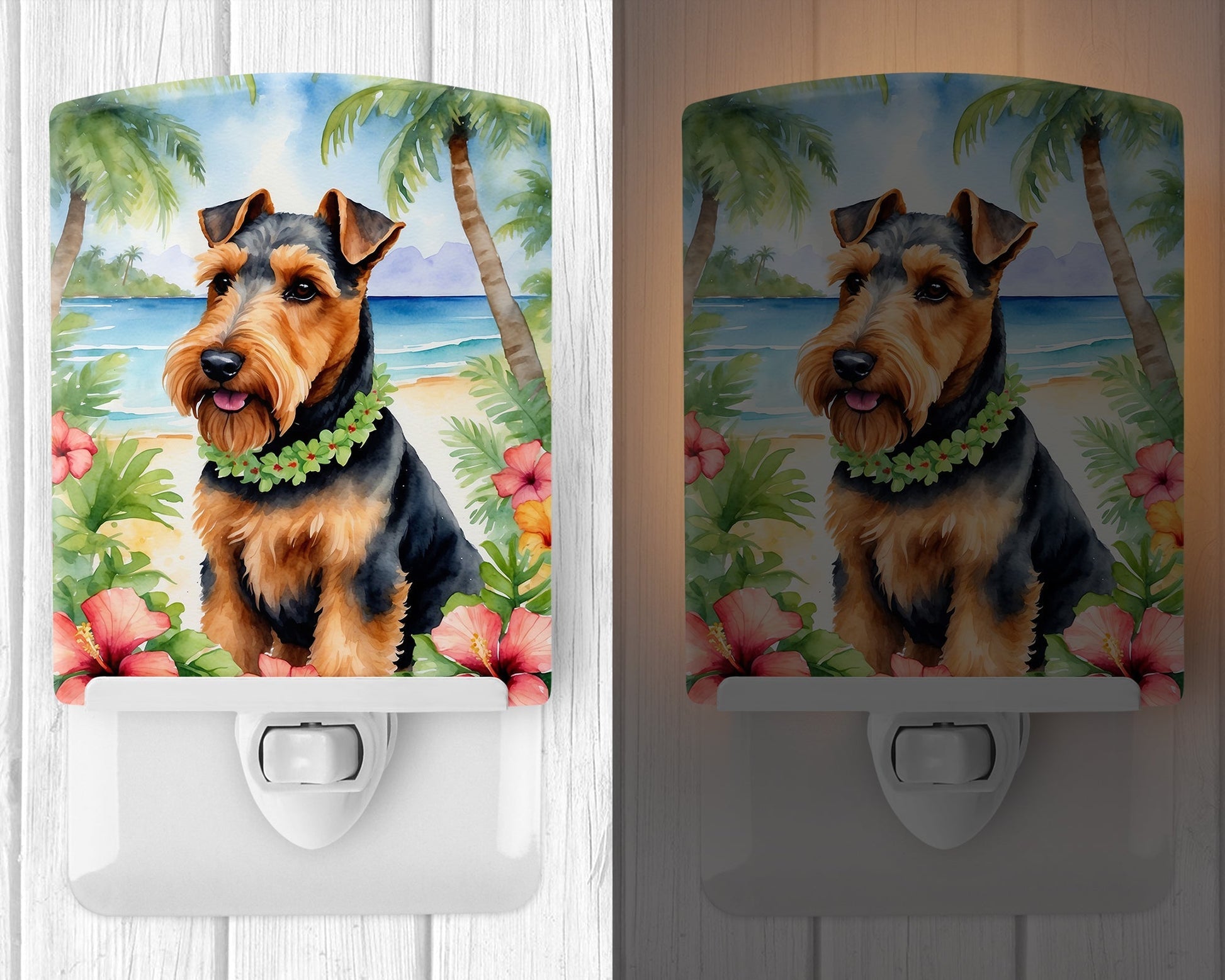 Welsh Terrier Luau Ceramic Night Light - One Color / One Size - Home & Garden - Home Improvement - Lights & Lighting