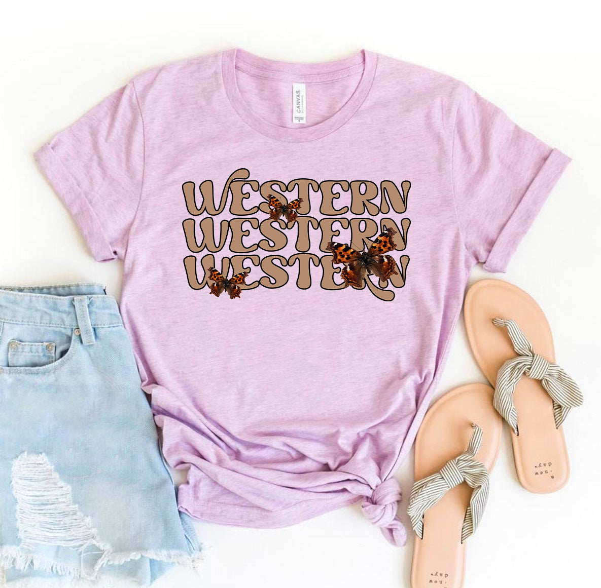 Western Butterfly T-Shirt - Women’s Fashion - Women’s Clothing - Tops & Tees - T-Shirts