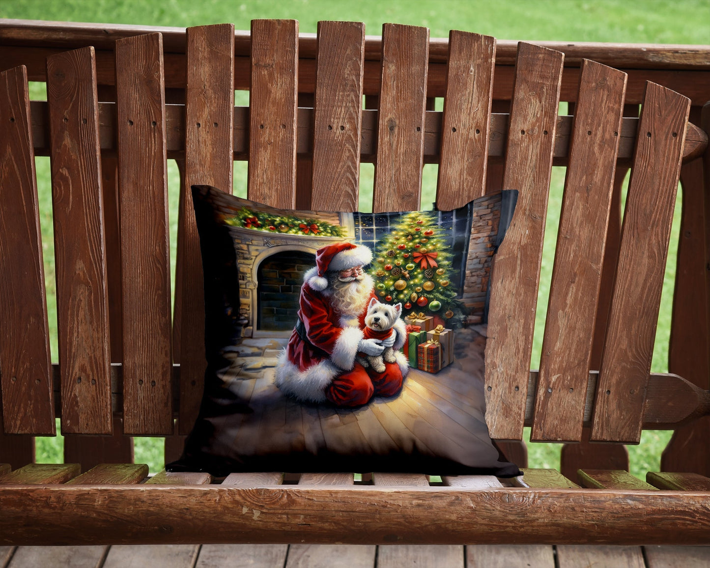 Westie and Santa Claus Throw Pillow - One Color / One Size - Home & Garden - Home Textile - Pillows