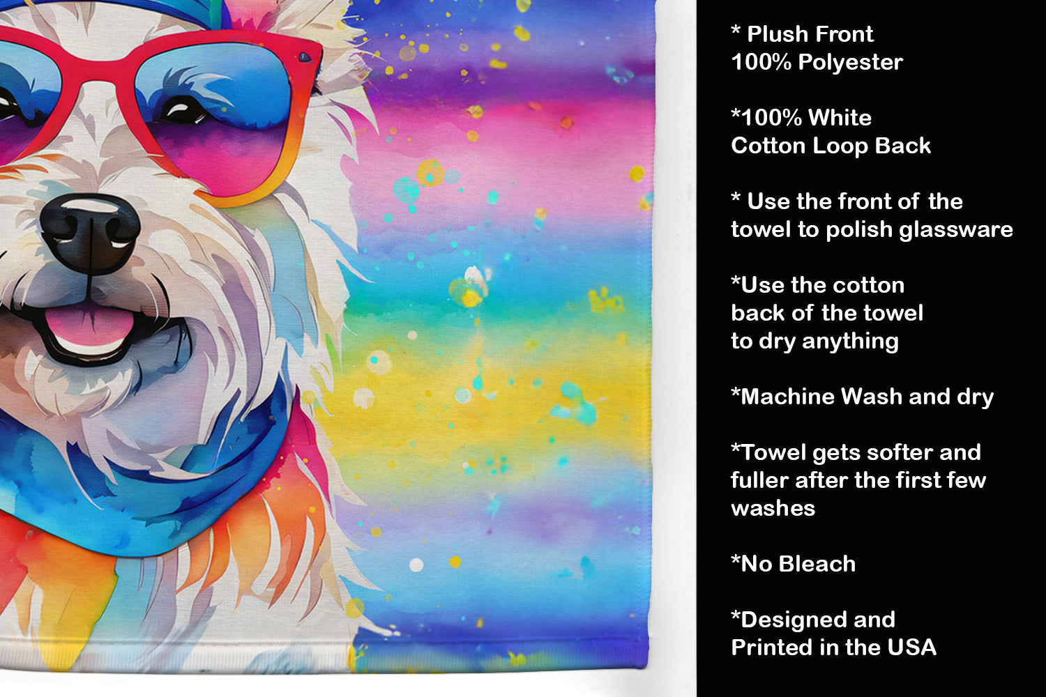 Westie Hippie Dawg Kitchen Towel - One Color / One Size - Home & Garden - Home Textile - Towels