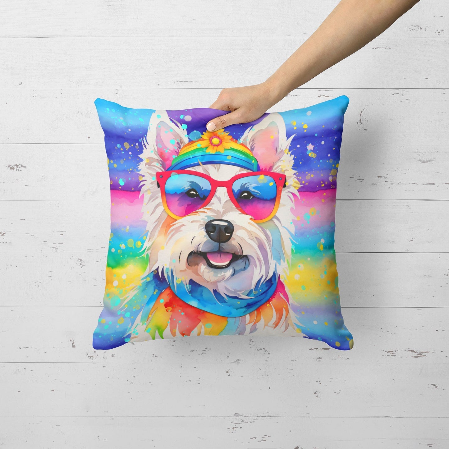 Westie Hippie Dawg Throw Pillow - One Color / One Size - Home & Garden - Home Textile - Pillows