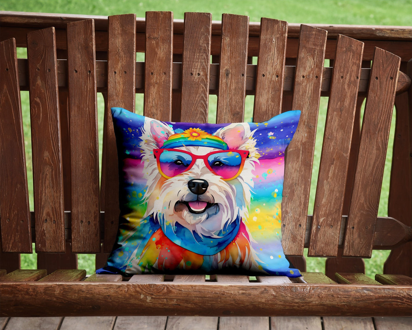 Westie Hippie Dawg Throw Pillow - One Color / One Size - Home & Garden - Home Textile - Pillows