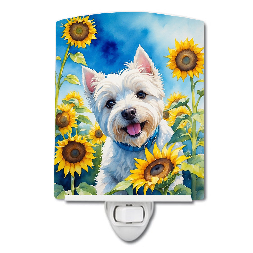Westie in Sunflowers Ceramic Night Light - One Color / One Size - Home & Garden - Home Improvement - Lights & Lighting