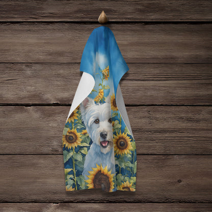 Westie in Sunflowers Kitchen Towel - One Color / One Size - Home & Garden - Home Textile - Towels