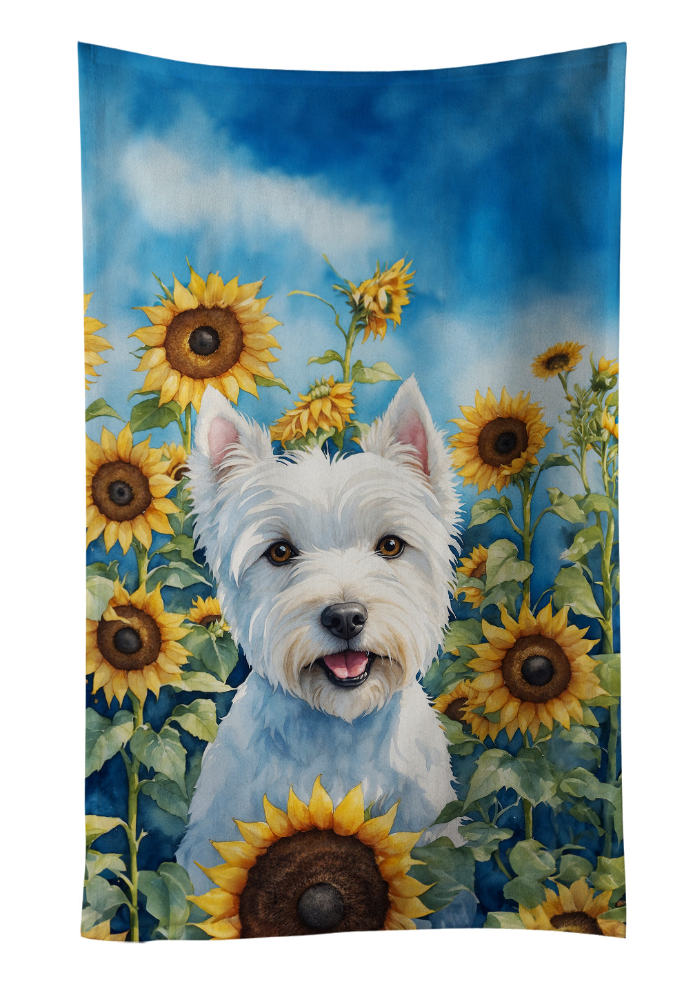 Westie in Sunflowers Kitchen Towel - One Color / One Size - Home & Garden - Home Textile - Towels