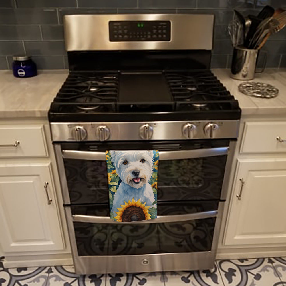 Westie in Sunflowers Kitchen Towel - One Color / One Size - Home & Garden - Home Textile - Towels