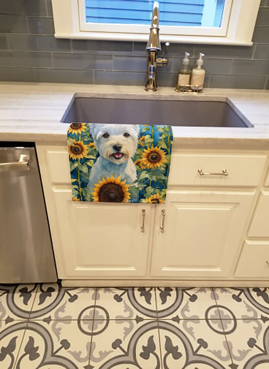 Westie in Sunflowers Kitchen Towel - One Color / One Size - Home & Garden - Home Textile - Towels