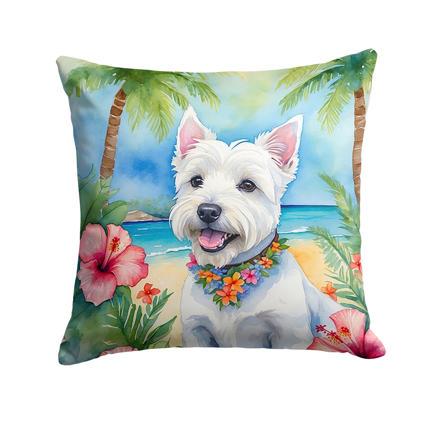 Westie Luau Throw Pillow - One Color / One Size - Home & Garden - Home Textile - Pillows
