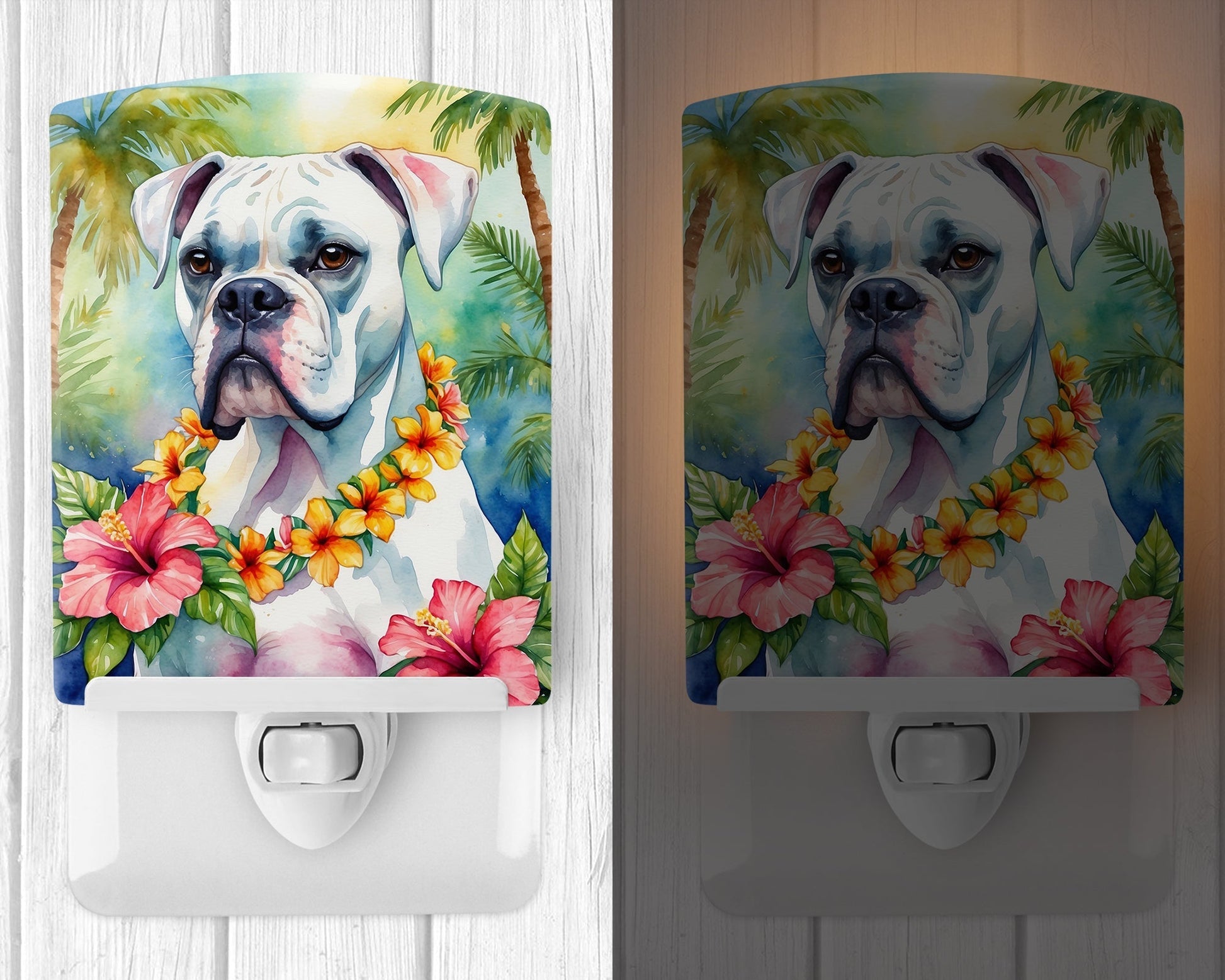 White Boxer Luau Ceramic Night Light - One Color / One Size - Home & Garden - Home Improvement - Lights & Lighting