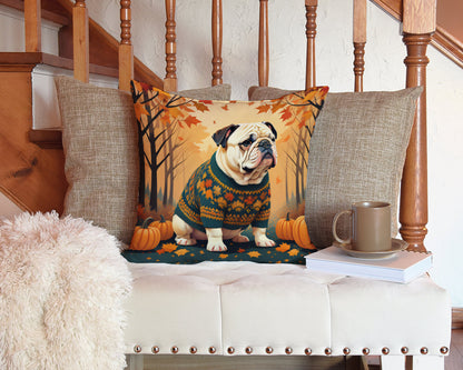 White English Bulldog Fall Throw Pillow - One Color / One Size - Home & Garden - Home Textile - Pillows