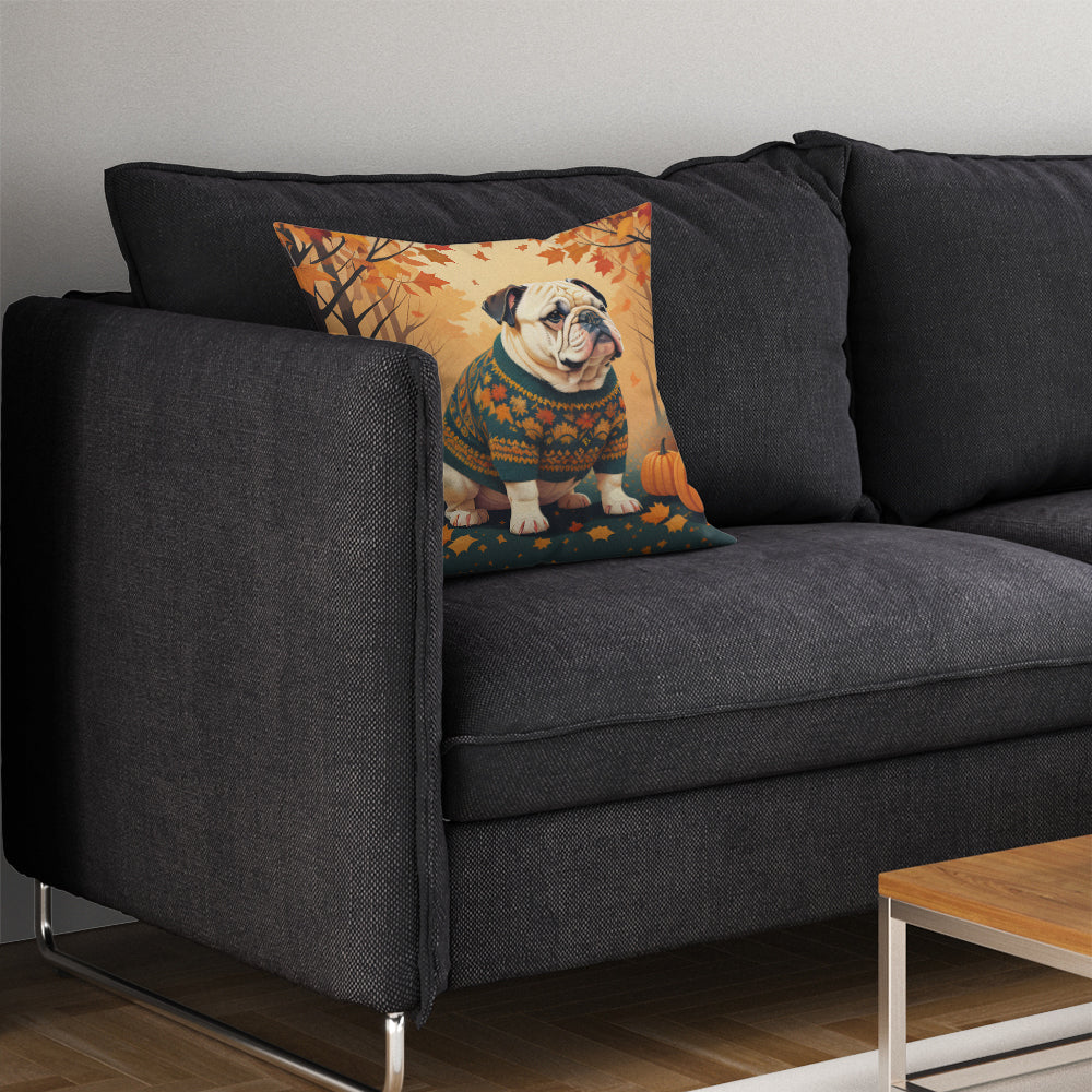 White English Bulldog Fall Throw Pillow - One Color / One Size - Home & Garden - Home Textile - Pillows