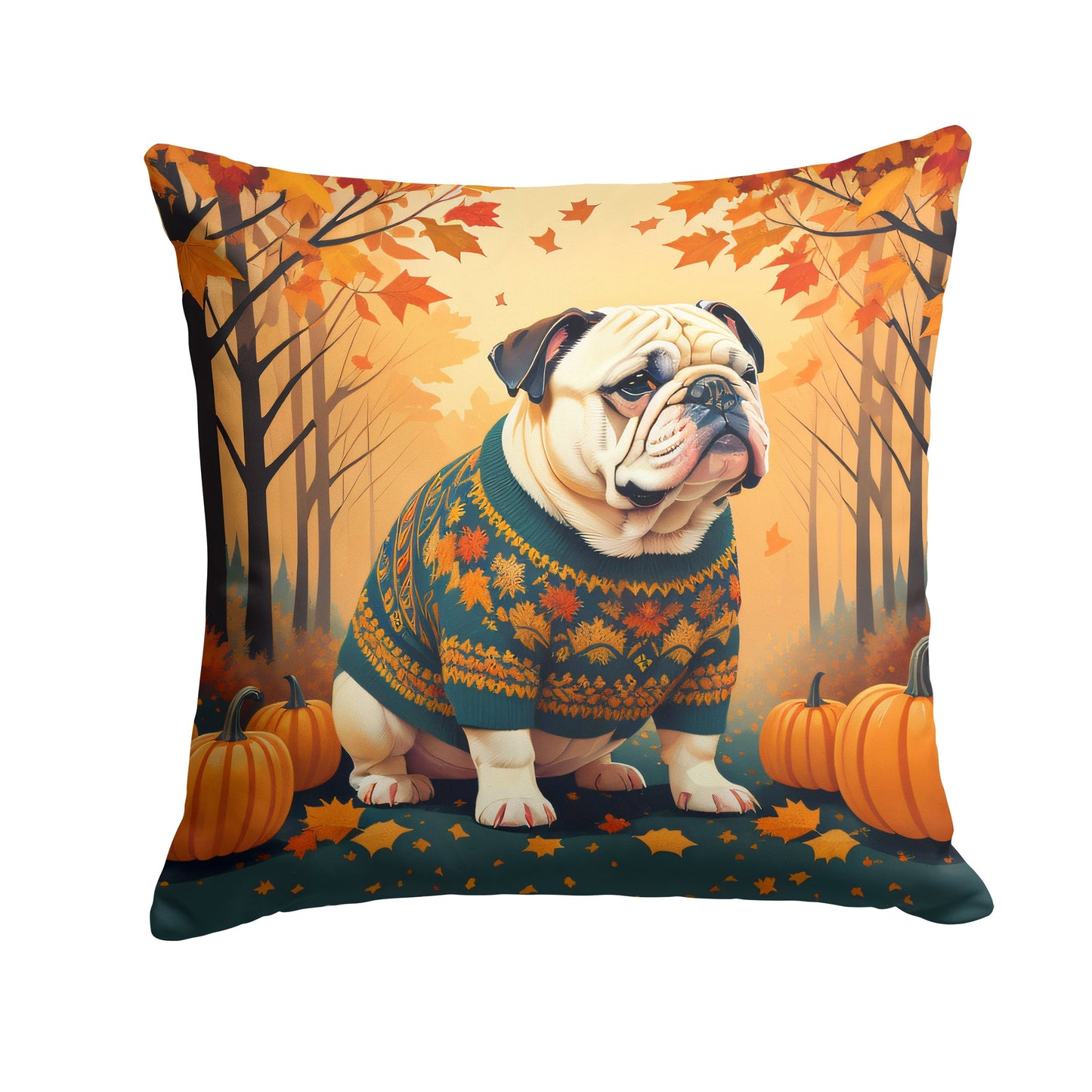 White English Bulldog Fall Throw Pillow - One Color / One Size - Home & Garden - Home Textile - Pillows