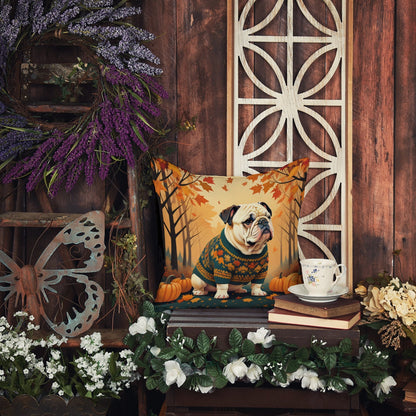 White English Bulldog Fall Throw Pillow - One Color / One Size - Home & Garden - Home Textile - Pillows