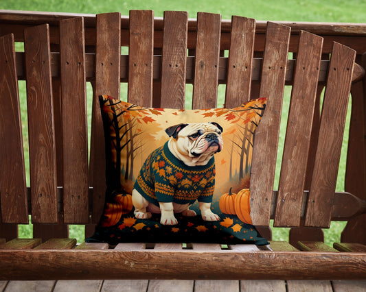 White English Bulldog Fall Throw Pillow - One Color / One Size - Home & Garden - Home Textile - Pillows