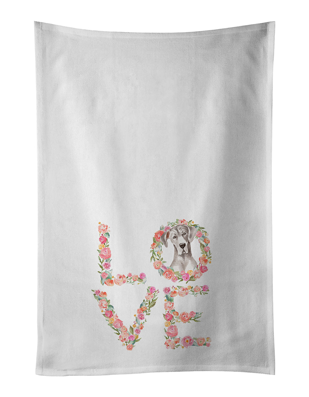 White Great Dane Love Kitchen Towel Set of 2 - One Color / One Size - Home & Garden - Home Textile - Towels