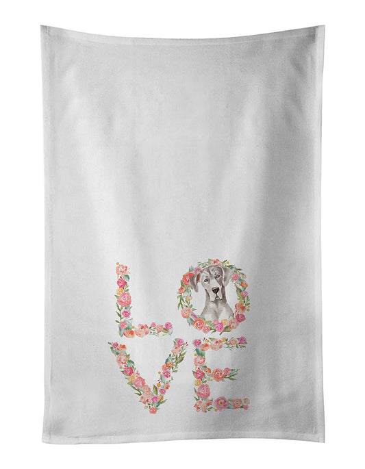 White Great Dane Love Kitchen Towel Set of 2 - One Color / One Size - Home & Garden - Home Textile - Towels