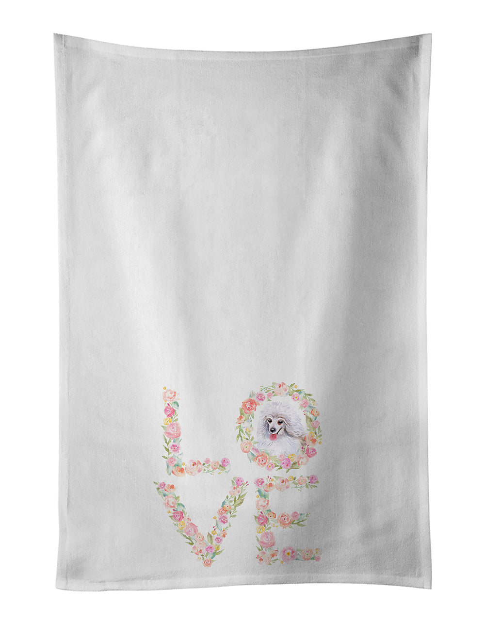 White Poodle Love Kitchen Towel Set of 2 - One Color / One Size - Home & Garden - Home Textile - Towels