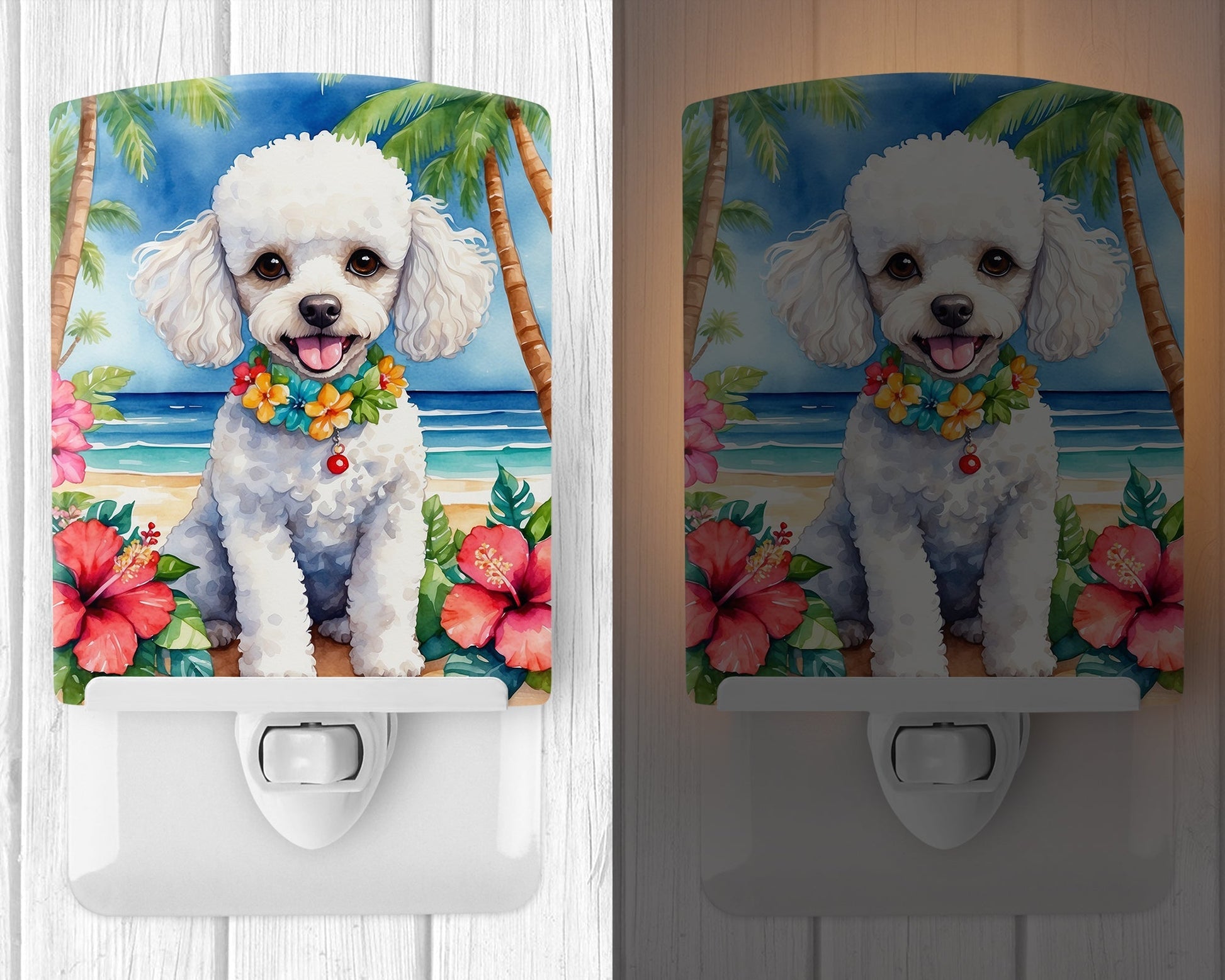 White Poodle Luau Ceramic Night Light - One Color / One Size - Home & Garden - Home Improvement - Lights & Lighting