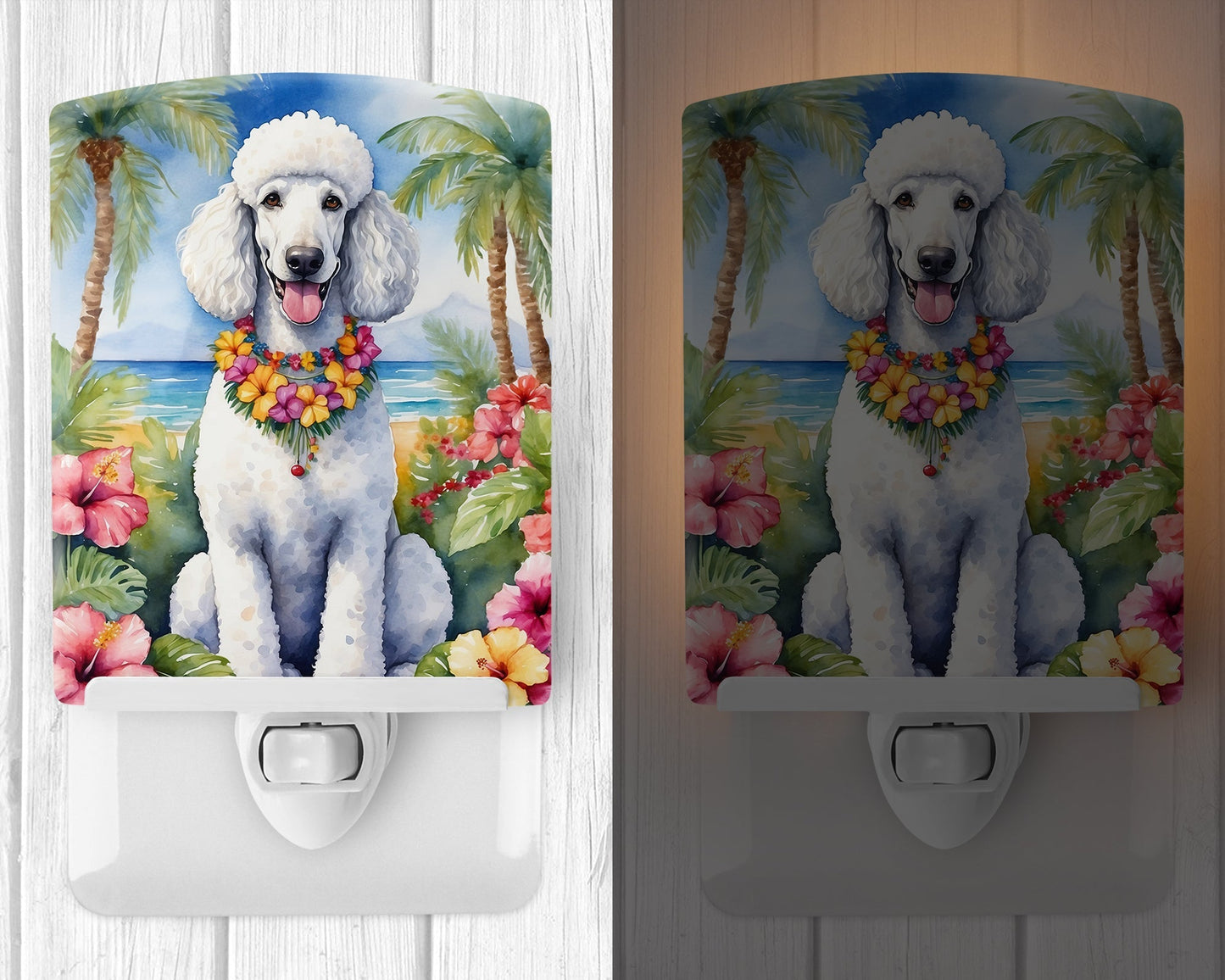 White Poodle Luau Ceramic Night Light - One Color / One Size - Home & Garden - Home Improvement - Lights & Lighting