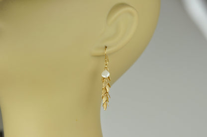 White Silverite and Leaf Cascade Earrings - One Color / One Size - Jewelry & Accessories - Earrings