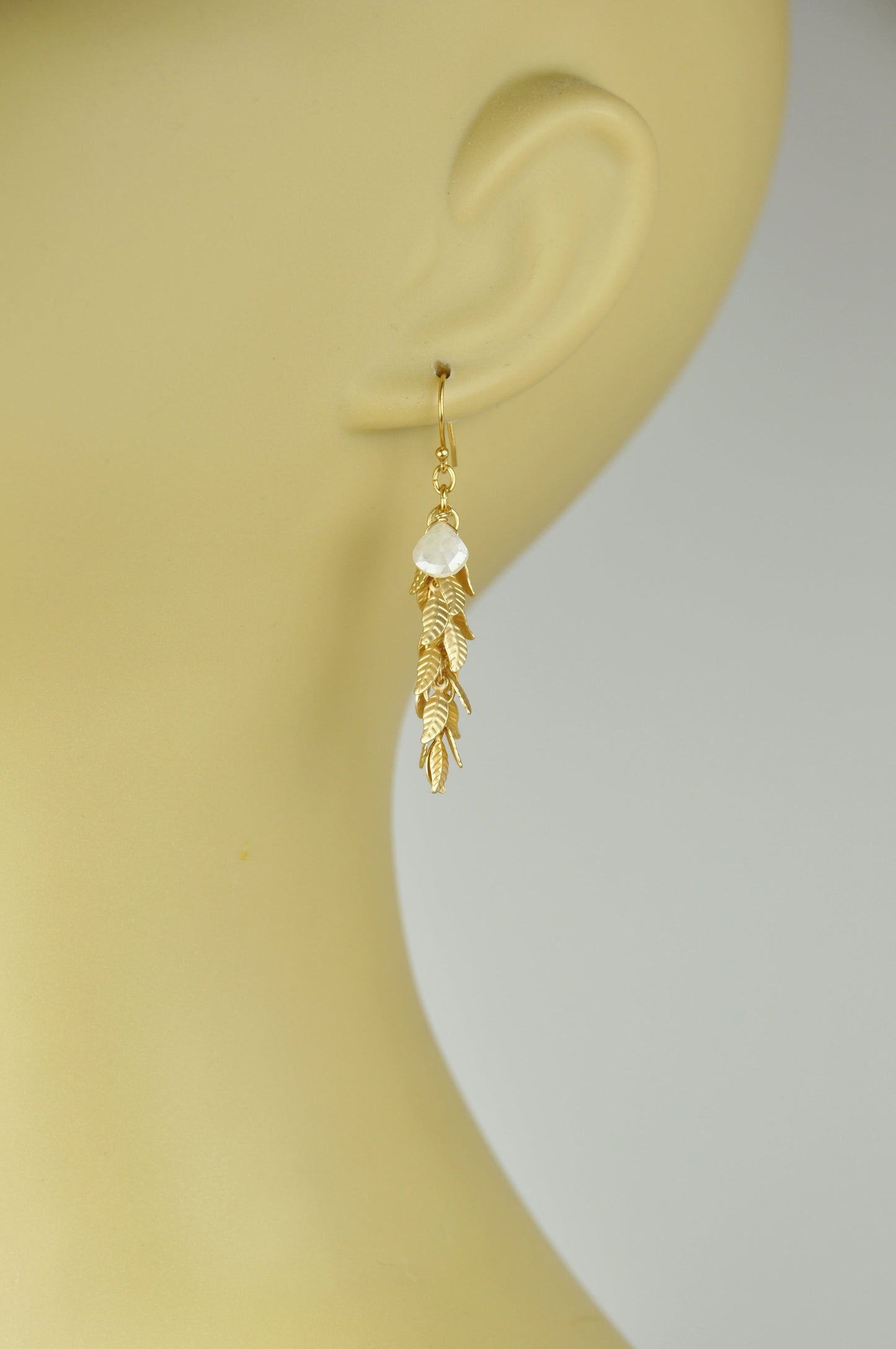 White Silverite and Leaf Cascade Earrings - One Color / One Size - Jewelry & Accessories - Earrings