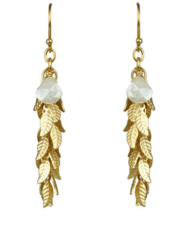 White Silverite and Leaf Cascade Earrings - One Color / One Size - Jewelry & Accessories - Earrings