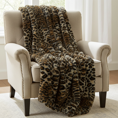 Wild Leo Faux Fur Luxury Throw Blanket - Home & Garden - Home Textile - Bedding