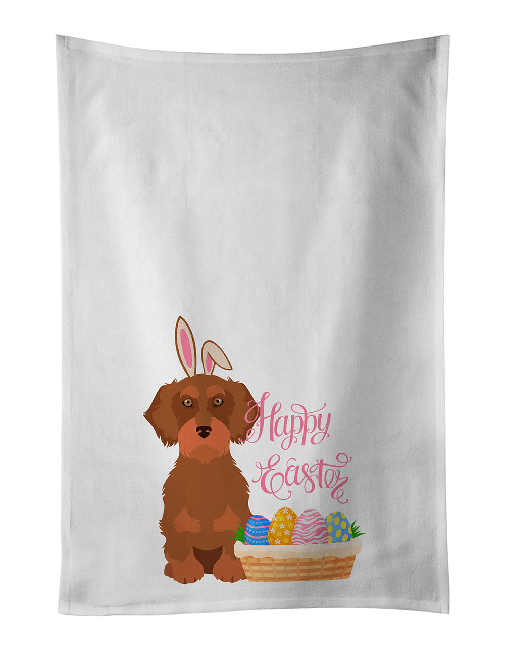 Wirehair Red Dachshund Easter Kitchen Towel Set of 2 - One Color / One Size - Home & Garden - Home Textile - Towels