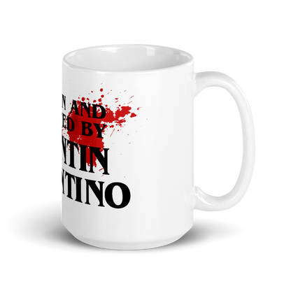 Written and Directed by Quentin Tarantino (Bloodstained) Mug - 15oz (444mL) - Home & Garden - Kitchen Dining & Bar