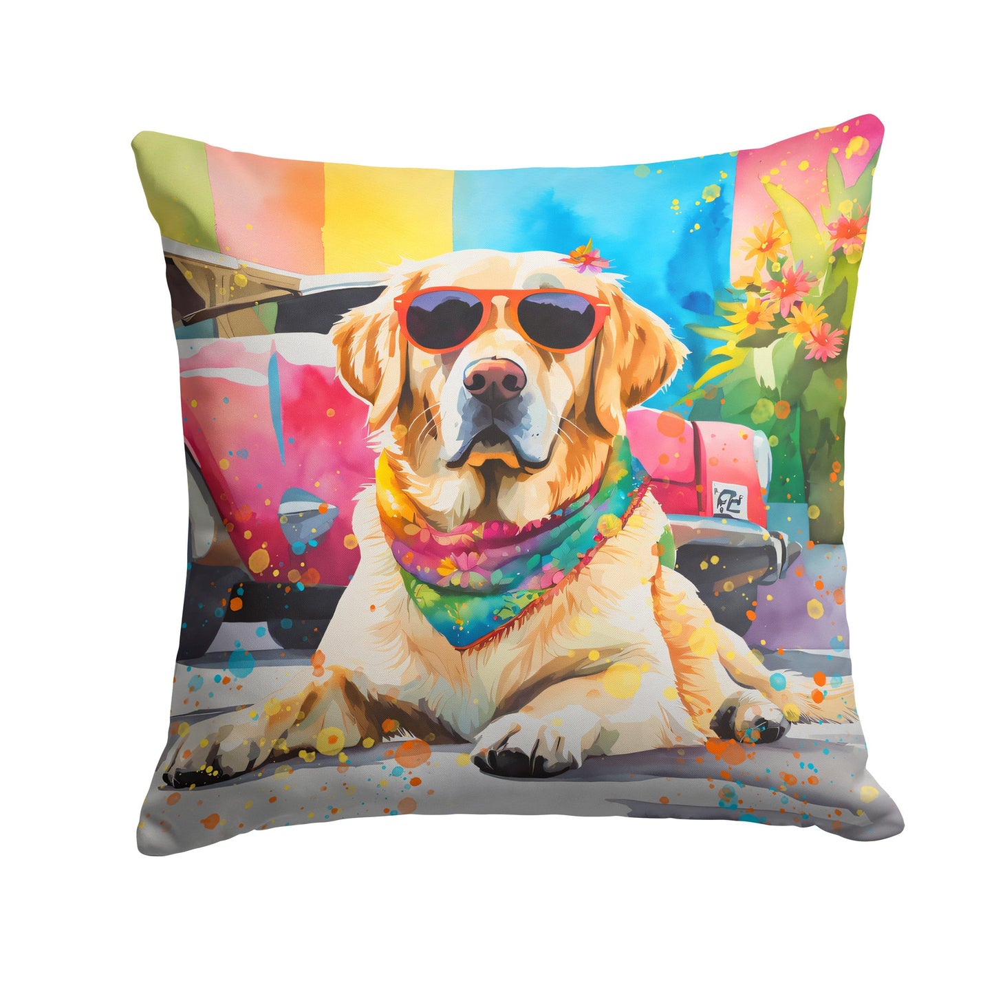 Yellow Labrador Hippie Dawg Throw Pillow - One Color / One Size - Home & Garden - Home Textile - Pillows