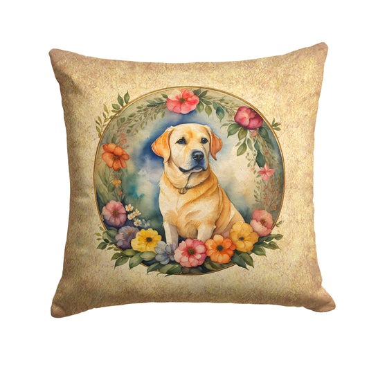 Yellow Labrador Retriever and Flowers Throw Pillow - One Color / One Size - Home & Garden - Home Textile - Pillows