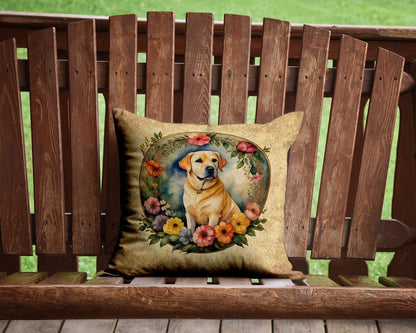 Yellow Labrador Retriever and Flowers Throw Pillow - One Color / One Size - Home & Garden - Home Textile - Pillows