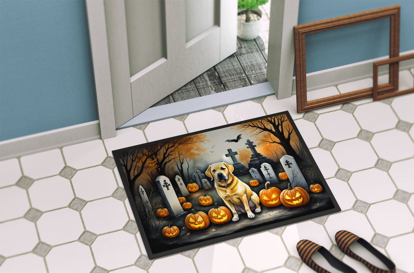 Yellow Labrador Retriever Spooky Halloween Doormat - One Color / One Size - Home & Garden - Home Textile - Carpets &