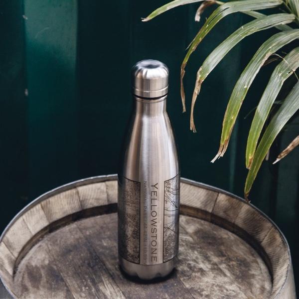 Yellowstone National Park - Wyoming Map Insulated Bottle - Drinkware