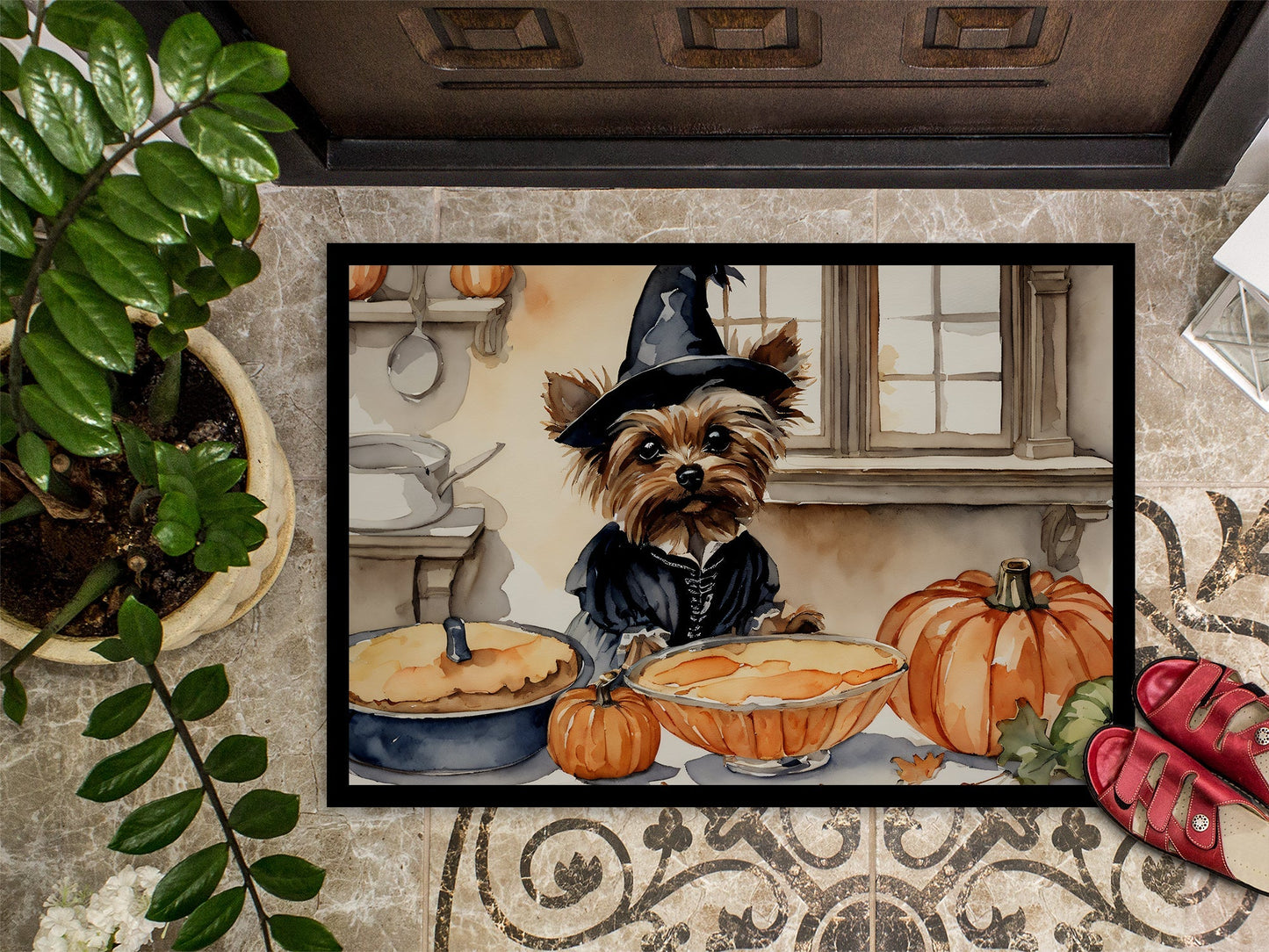 Yorkie Fall Kitchen Pumpkins Doormat - One Color / One Size - Home & Garden - Home Textile - Carpets & Rugs