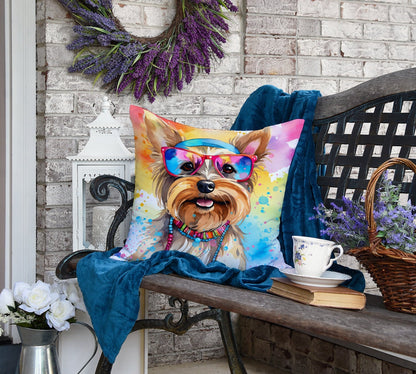 Yorkshire Terrier Hippie Dawg Throw Pillow - One Color / One Size - Home & Garden - Home Textile - Pillows